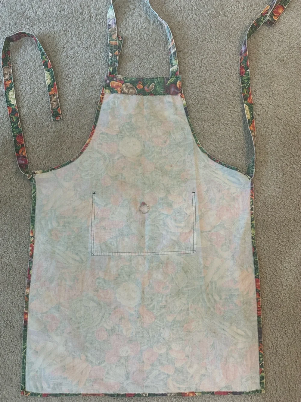 Vintage Handmade Vegetable Print Apron Farmhouse Cottagecore Kitchen Chef